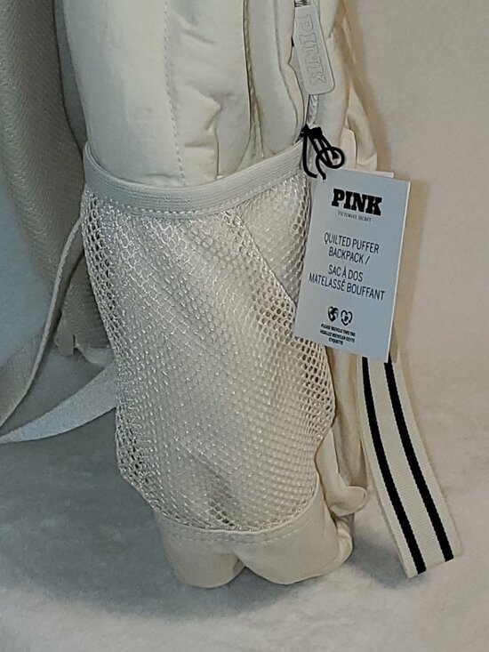 PINK Victoria’s Secret quilted Puffer Backpack Ivory Color  NEW W/TAGS! main image 11